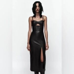 Zara Black Faux Leather Dress
